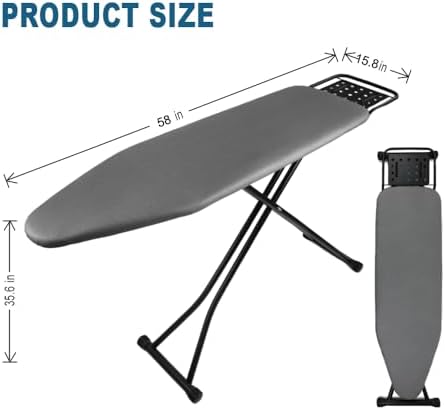 58"x15" Ironing Board Full Size, Heat Resistant Cover Iron Board - Image 5