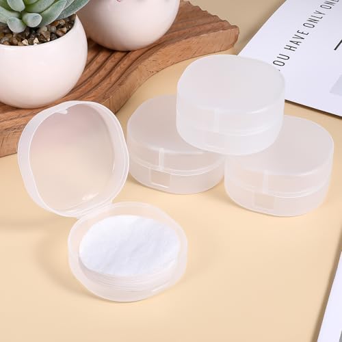 QfwdfcTrenz 4Pcs Plastic Cotton Round Holder Cosmetic Cotton Pad Holder White - Image 4