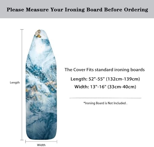 Flashideas Blue Marble Print Ironing Board Cover and Pad- 52" x 13" Iron Board - Image 6