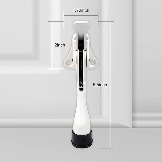 HA SHI Kickdown Door Stopper, Heavy Duty Adjustable White Door Holder Stop | - Image 6