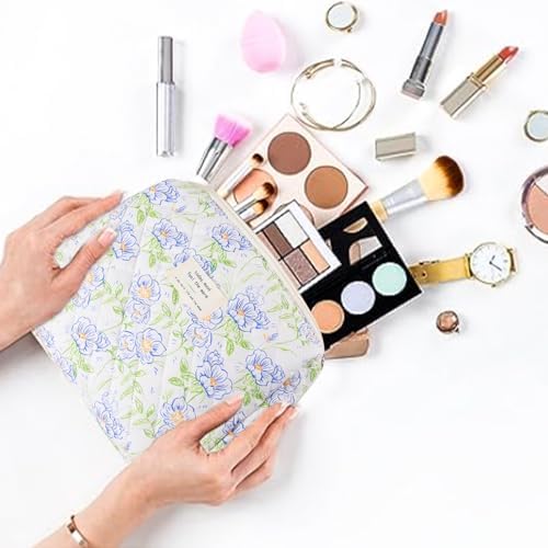 Quilted Cotton Cosmetic Bag 2Pcs Coquette Makeup Bag Travel Makeup Bag - Image 5