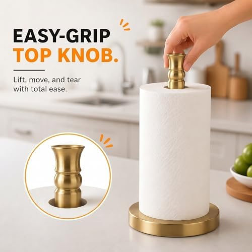 Paper Towel Holder, Stainless Steel Heavy Base, Paper Towel Holder Countertop - Image 4