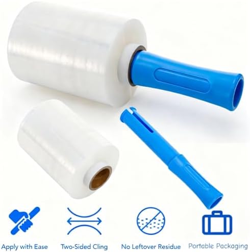Noamus 3 Pack 5" x 1000ft Clear Industrial Stretch Wrap Film, 100 Gauge Mini - Image 4