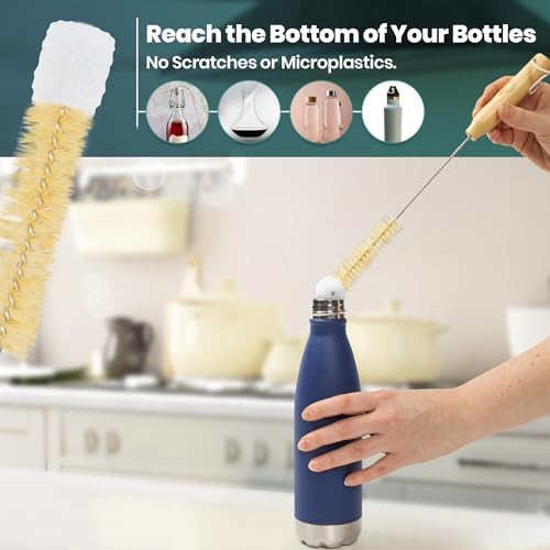 Bamboo Bottle Brush Set, Plastic Free Bottle & Straw Cleaning Kit - Image 5