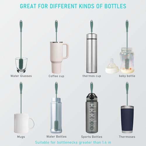 Silicone Bottle Brush, 15.7" Water Bottle Cleaner Brush - Image 2