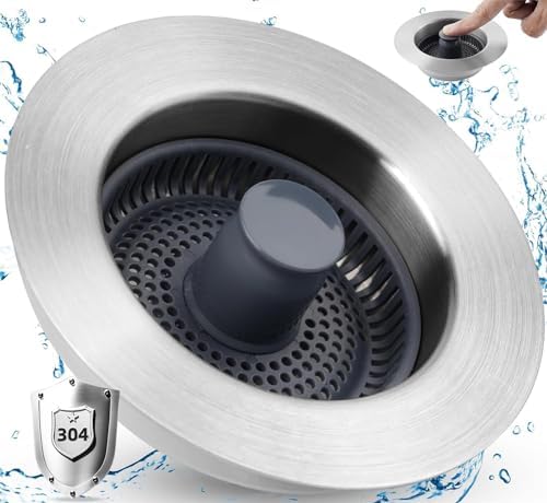 Universal 3 in 1 Kitchen Sink Stopper Strainer, 304 Stainless Steel by Greatcomfortathome