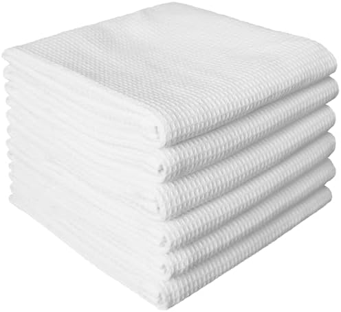 QUILTINA Dish Towels Set, 100% Cotton Waffle Weave Kitchen Towels 6 Pack by Quiltina