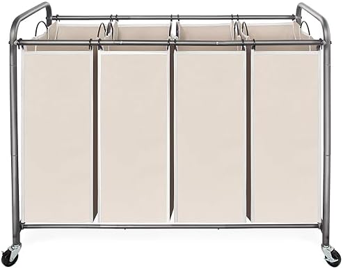 STO STO Laundry Sorter 4 Section, 4 Bag Clothes Hamper, Rolling Laundry Cart by STOSTO