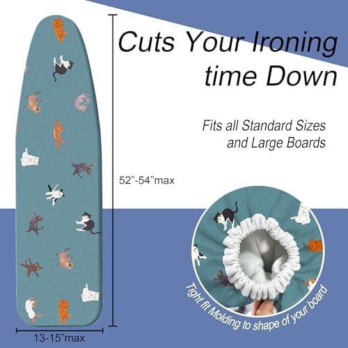 Funny Cat Ironing Board Cover and Pad 15x54 Inch, 100% Cotton Surface Durable - Image 5