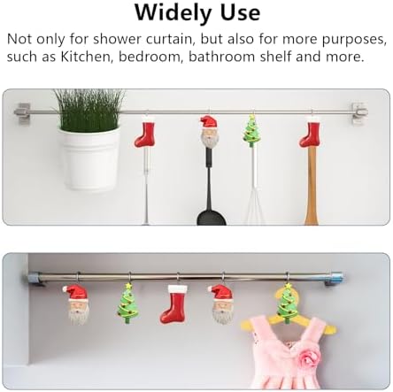 Christmas Home Decorative Shower Curtain Hooks – Set of 12 Rust-Resistant - Image 7
