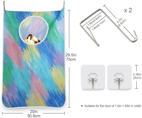 1PC Hanging Laundry Hamper Bag Over the Door Laundry Hamper Wall Hamper Large - Image 3