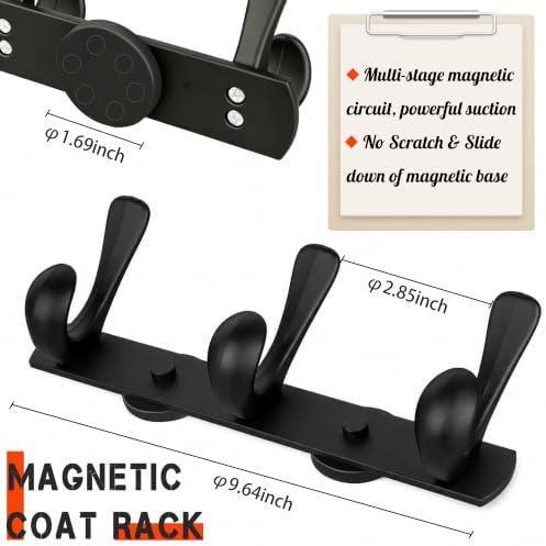 ULIBERMAGNET Strong Magnetic Double Hooks Rack, Heavy Duty Coat Magnetic Rack - Image 2