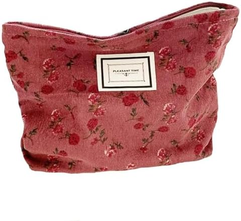 Cosmetic Bags for Women, Large Floral Makeup Bag for Purse, Dark Red Rose by SxoSyo