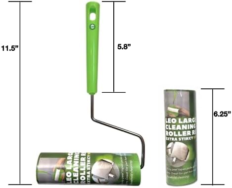Leo 6.3-Inch Wide Lint Roller Refills, Dog Hair Roller Super Sticky Roll Floor - Image 3