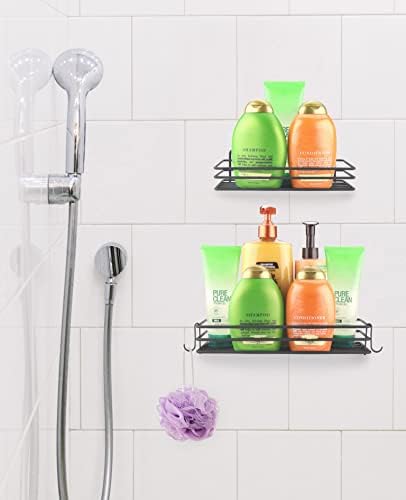 Shower Caddy Basket Shelf, 2 Pack Black Stainless Steel Organizer - Image 3