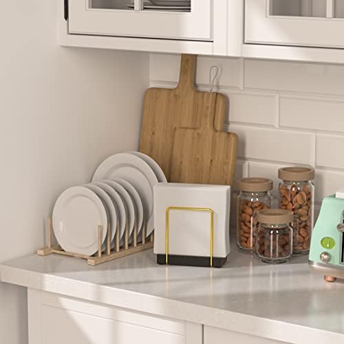 Napkin Holder for Table, Bamboo Iron Wood Holders - Image 3