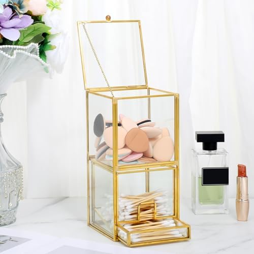 Glass Qtip Holder with Lid, Elegant Glass Q Tip Holder - Image 6