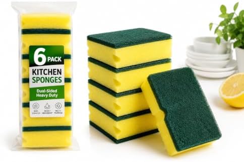 Kitchen Cleaning Sponges, 6 Pack, Non-Scratch Scrub Sponges - Image 3