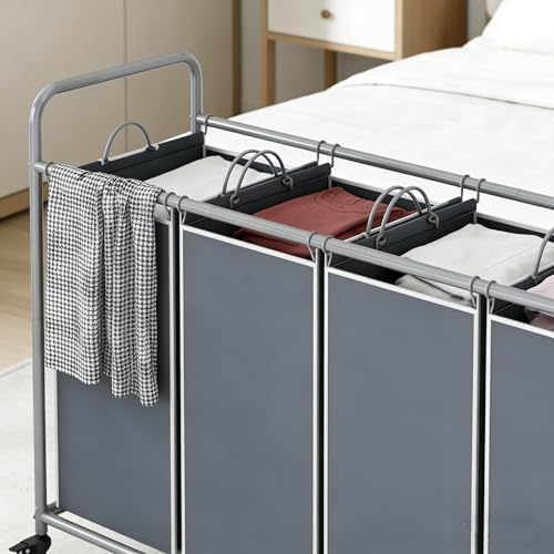 LINZINAR 4 Section Laundry Hamper, 180L Laundry Sorter - Image 7