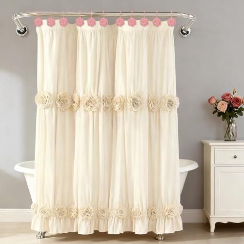 Metal Rose Shower Curtain Hooks, Rust-Resistant Hooks - Image 5