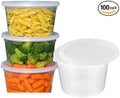 16oz [100 set] Heavy Duty Plastic Deli Container | BPA-Free Food Storage with Airtight Leak‑Proof Lids | Microwave, Freezer & Dishwasher Safe – Stackable, Bulk Reusable Soup & Meal Prep Tub
