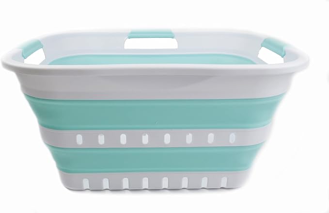 SAMMART 30L Collapsible 3 Handled Plastic Laundry Basket - Image 2