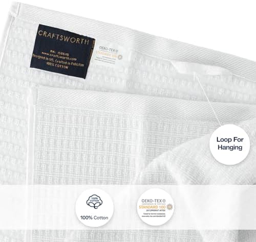 CRAFTSWORTH Cotton Kitchen Towels15 x 26" Solid White Kitchen Hand Towels - Image 4