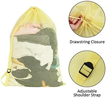 Mesh Laundry Bags with Adjustable Shoulder Strap, Drawstring Closure, Mixed - Image 3