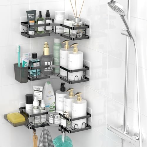 AKTECKE Corner Shower Caddy Bathroom Organizer: Stainless Steel Adhesive Shower - Image 2