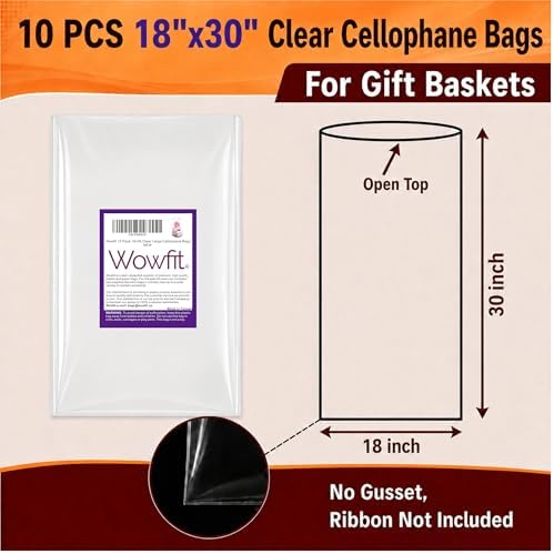 Wowfit 18x30 Cellophane Wrap for Gift Baskets, 10 Bags - Image 4