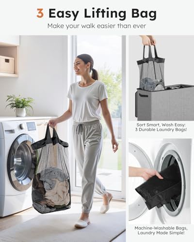 SOLEDI Large Laundry hamper 3 Section - Image 4