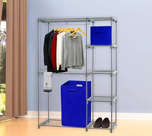 Simple Houseware Foldable Closet Laundry Hamper Basket, Dark Blue - Image 4