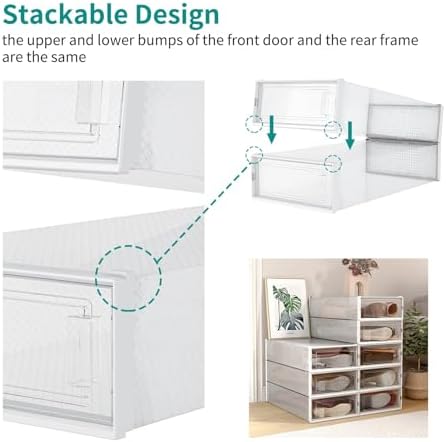 12-Piece Extra Large Boot and Shoe Storage Boxes, Stackable Clear Plastic Shoe - Image 5