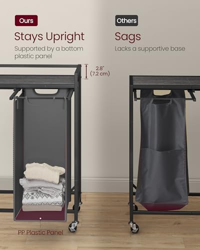 VASAGLE Laundry Sorter 3 Section, Rolling Cart - Image 5