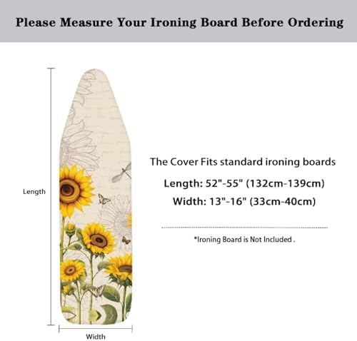 Sunflower Ironing Board Pad, Butterfly Ironing Board Cover 15" x 54" Scorch - Image 6