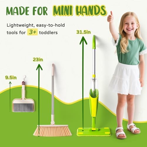 Kids Cleaning Toy Set, Mini Spray Mop Montessori Toys Pretend Play Cleaning Tool - Image 3