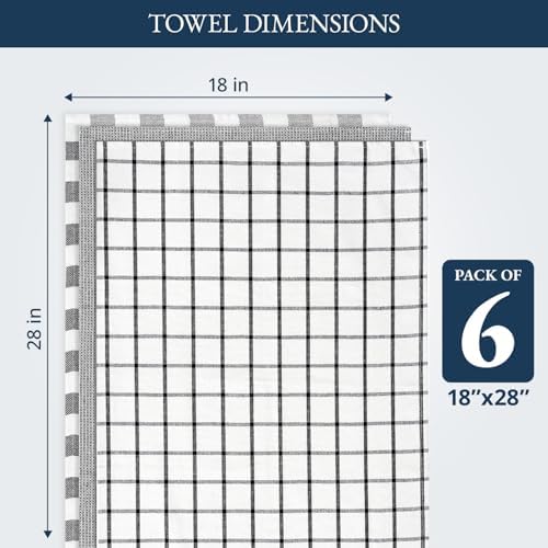 LANE LINEN Kitchen Towels Set – Pack of 6 Cotton Dish Cloths, Soft & - Image 3