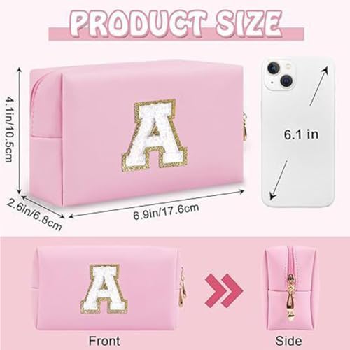 Initial Makeup Bag for Women Gifts, PU Leather Cosmetic Pouch - Image 2