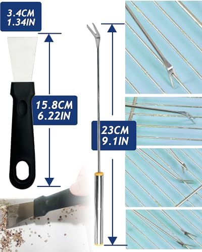 Upgrade 6PCS Cage Cleaner Set, 2-in-1 Stainless Steel Pet Cage Brush, Bird Poop - Image 4
