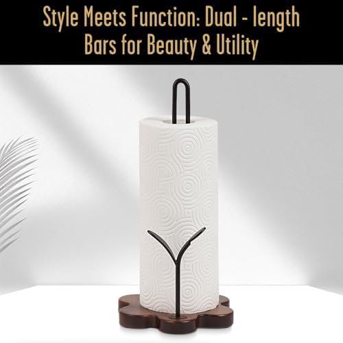 Wooden Paper Towel Holder Countertop, Floral Base - Image 4