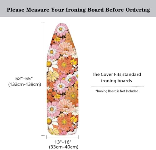 Orange Daisy Ironing Board Cover and Pad 15 x 54 Heavy Duty Iron Board Covers - Image 6