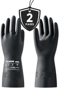 LANON 2 Pair Rubber Chemical Resistant Gloves, Reusable Heavy-duty Safety Work by LANONProtection