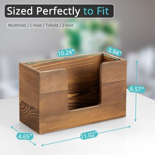 Paper Towel Dispenser Countertop, Burnt Wood Bathroom Paper Towel Holder - Image 2