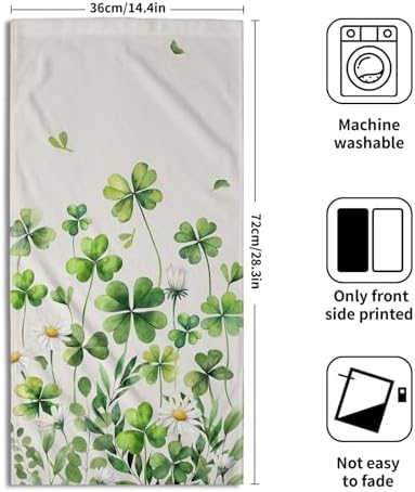 Saint Patrick Day Hand Towels for Bathroom Lucky Clover Shamrocks Daisy - Image 2
