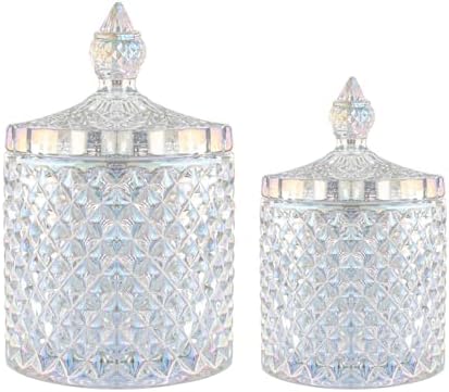 2 Pack Glass Qtip Holder, Apothecary Jars by FLORY