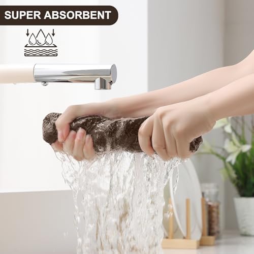 Homaxy 8 Pack 100% Cotton Kitchen Towels and Dishcloths Set, Dark Brown - Image 3