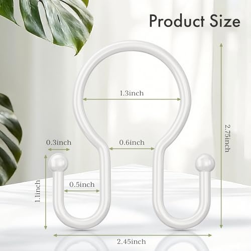 Bathway Shower Curtain Hooks White, Double Hook Shower Curtain Hooks Rust Proof - Image 4