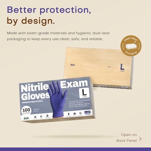 SUP Powder-Free Nitrile Exam Gloves, 100/1000 Ct Food Safe Latex-Free Medical - Image 5