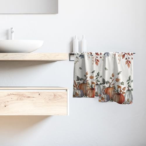 Fall Pumpkins Bathroom Towels Set Autumn Leaves Hand Towels Thanksgiving Maple - Image 6