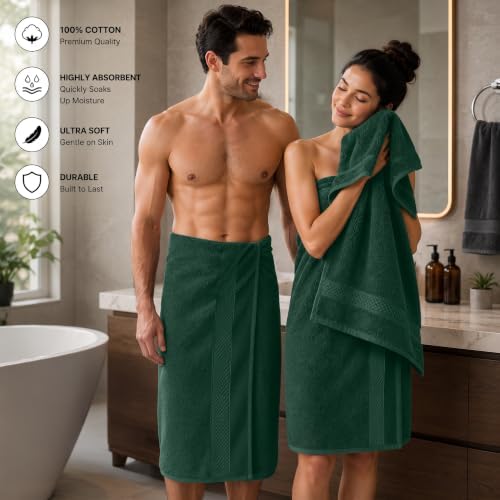 DAN RIVER 600 GSM Cotton Large Bath Towels Set of 4, 27 x 54 Inches H-Green - Image 3